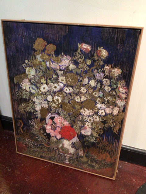 Blue/Gold Floral Framed Art