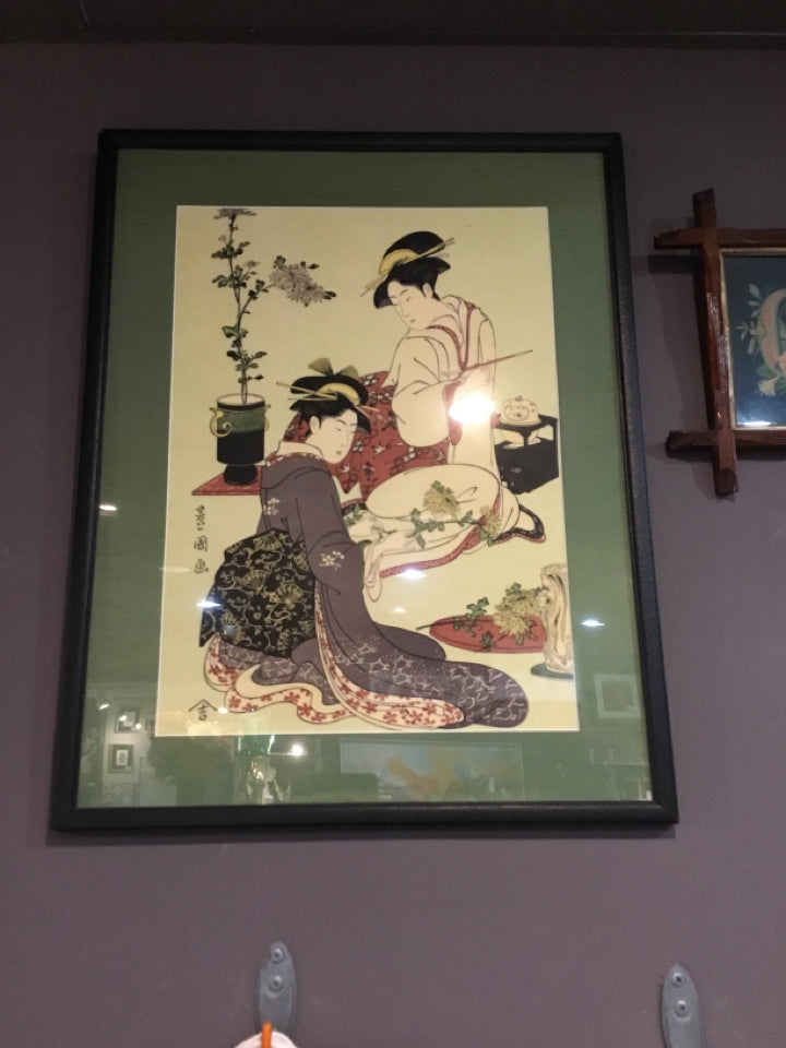 Oriental Geisha Green/multi Wall Decoration Art