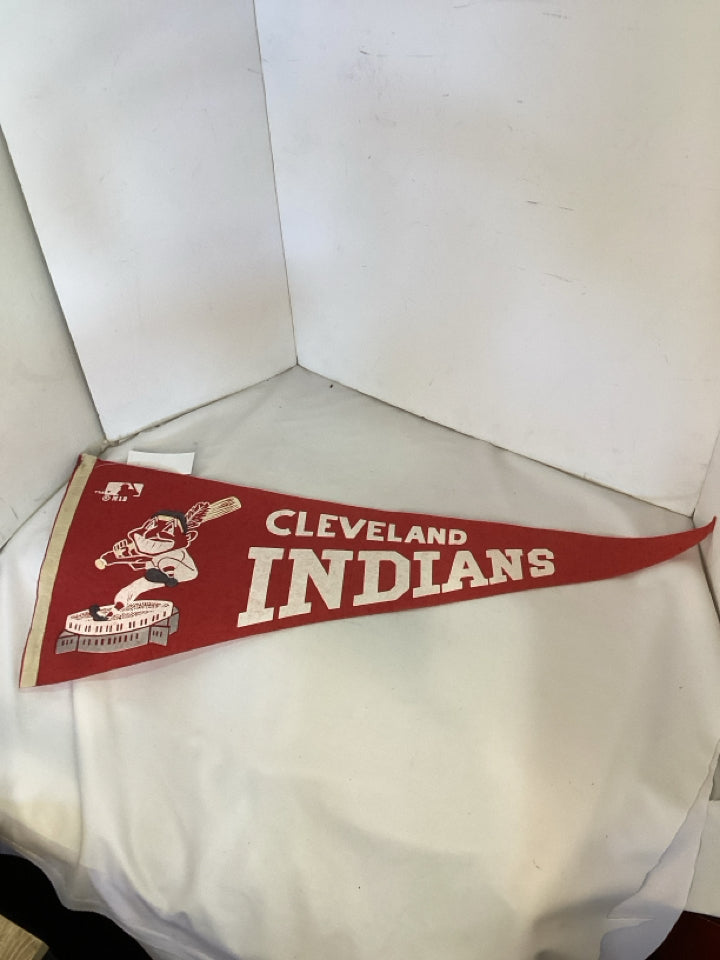 Vintage Pennant Red/white Felt Cleveland Indian Flag