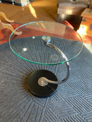 Modern Glass Pedestal Clear Table