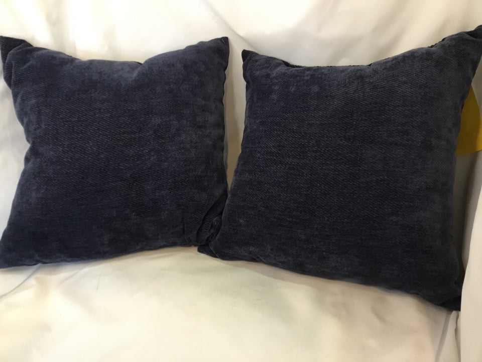 Pair Blue Chenille Pillow Set