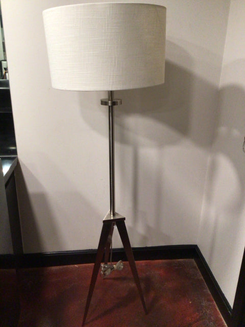 Floor Silver Metal Tripod Lamp