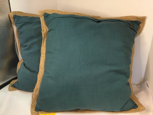 PIER 1 Pair Aqua Linen Pillow Set