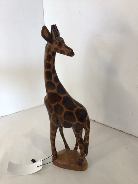 Brown Wood Giraffe Sculpture