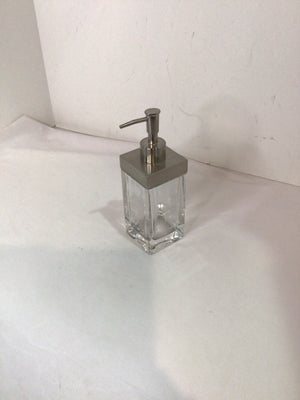 Clear/Silver Glass/Metal Soap Dispenser