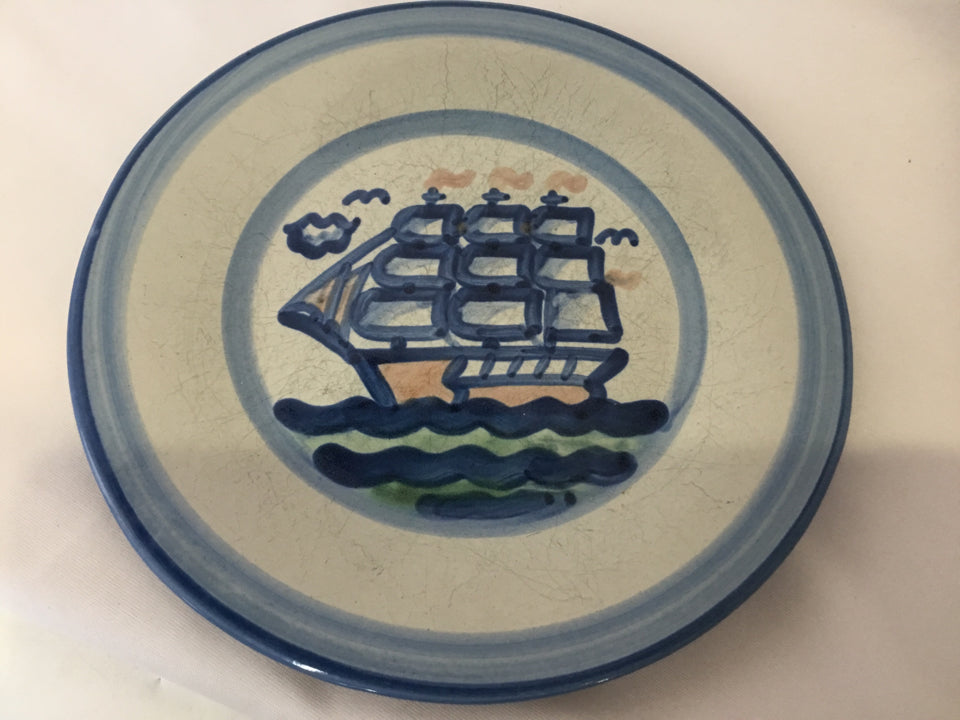 M.A. Hadley Gray/Blue Pottery Salad Plate