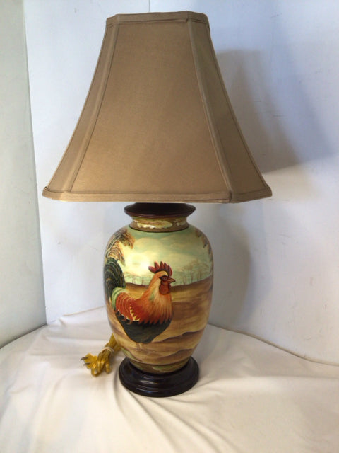 Brown/Blue Ceramic Rooster Lamp