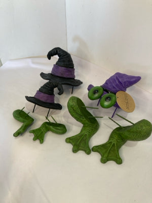New Creative Halloween Green/Purple Ceramic Witch Frogs Holiday Item