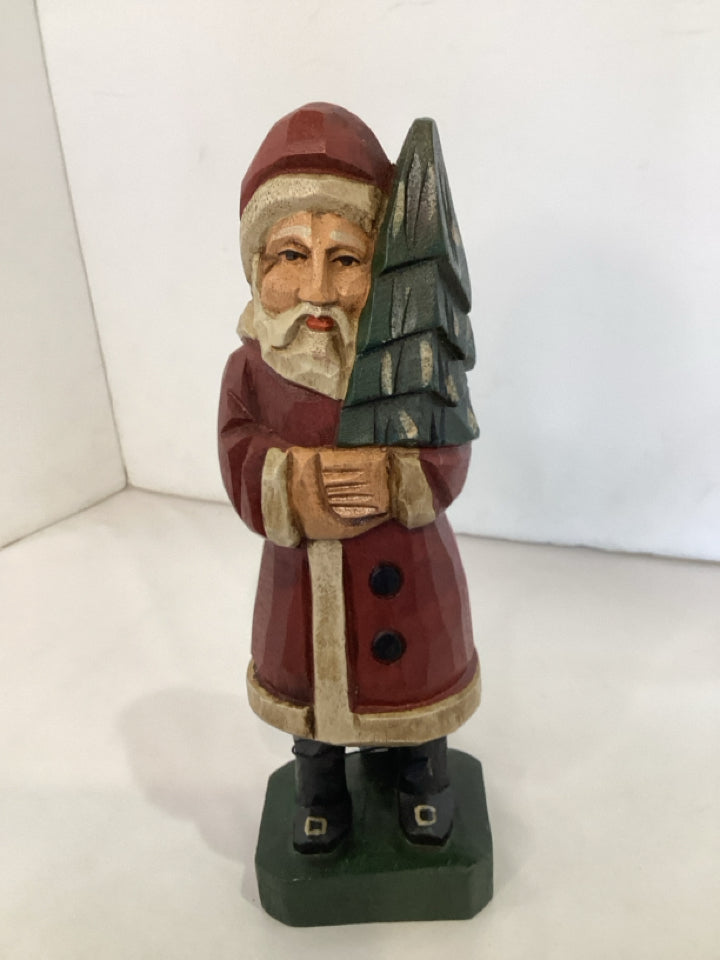 Christmas Red/Green Wood Santa Holiday Item