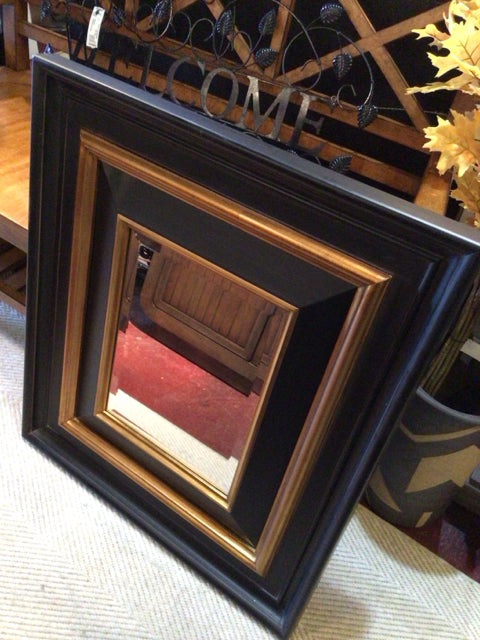 Formal Black/Gold Beveled Mirror