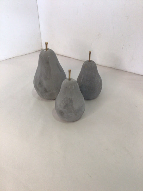 Set of 3 Gray Concrete Pear Figurine