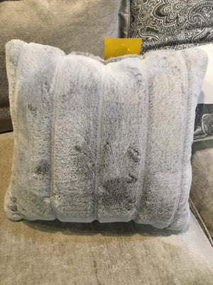Gray Faux Fur Pillow