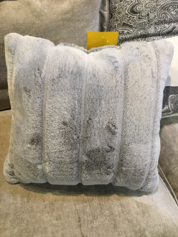 Gray Faux Fur Pillow
