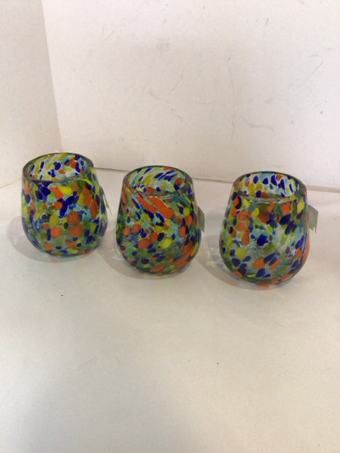 Set of 3 Multi Glass Candle Holders