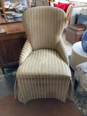 Polyester Striped Skirted Brown/Green Chair