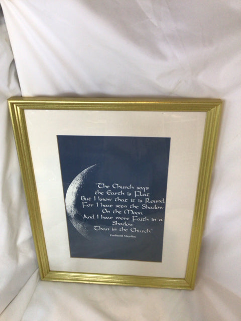 Blue/White Moon Words Framed Art