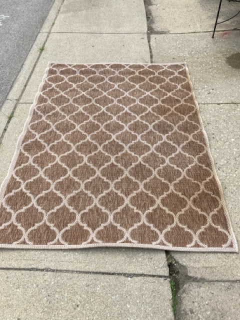 Indoor/outdoor Polyester Brown/Cream Rug