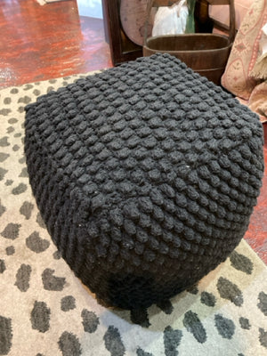 Cotton Pouff Black Ottoman