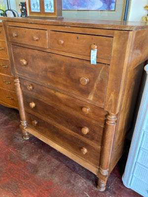 Vintage As Is Wood 6 Drawer Brown Dresser/Chest
