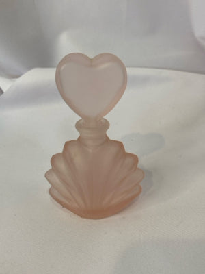 Japanese Vintage Perfume Pink Frosted Glass Heart Bottle