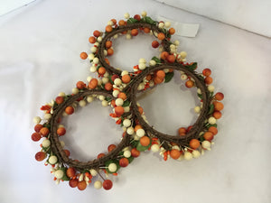Wreath Orange/White Beads Set of 3 Holiday Item
