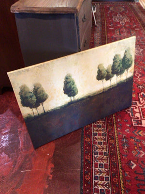 Yellow/Green Landscape Trees Stretch Canvas Art
