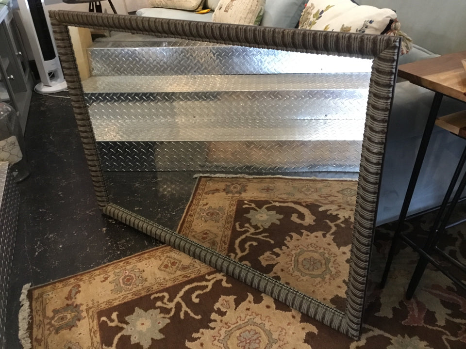 Rustic Brown Resin Ribbed Mirror