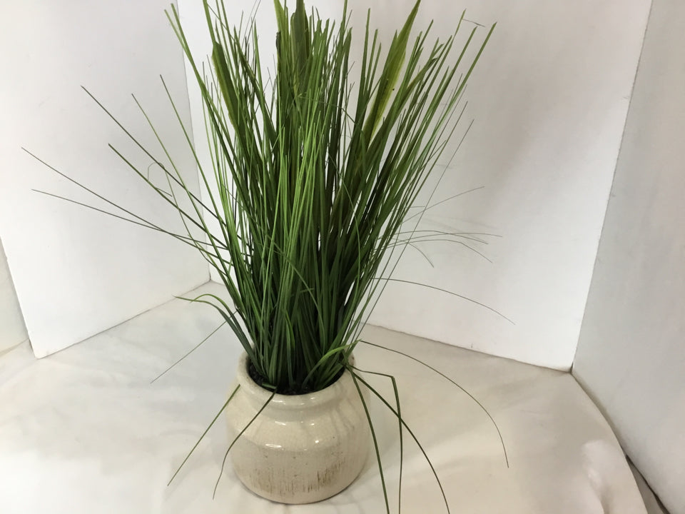Green/White In Planter Faux Plant