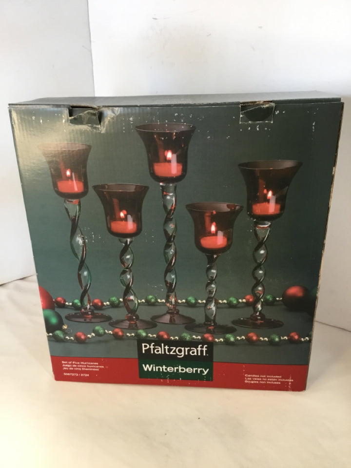 PFALTZGRAFF Candlestick Glass Set of 5 Holiday Item