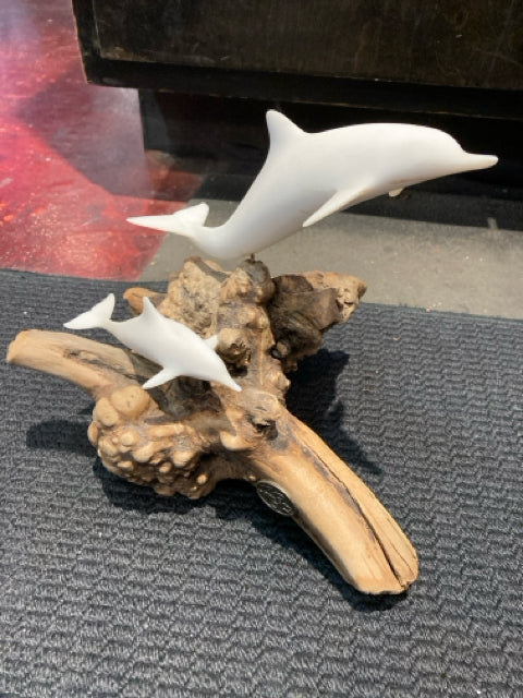 White/Bronze Driftwood Dolphin Figurine