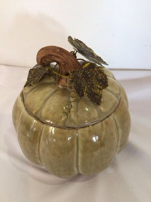 As Is Green Ceramic Pumpkin Bowl