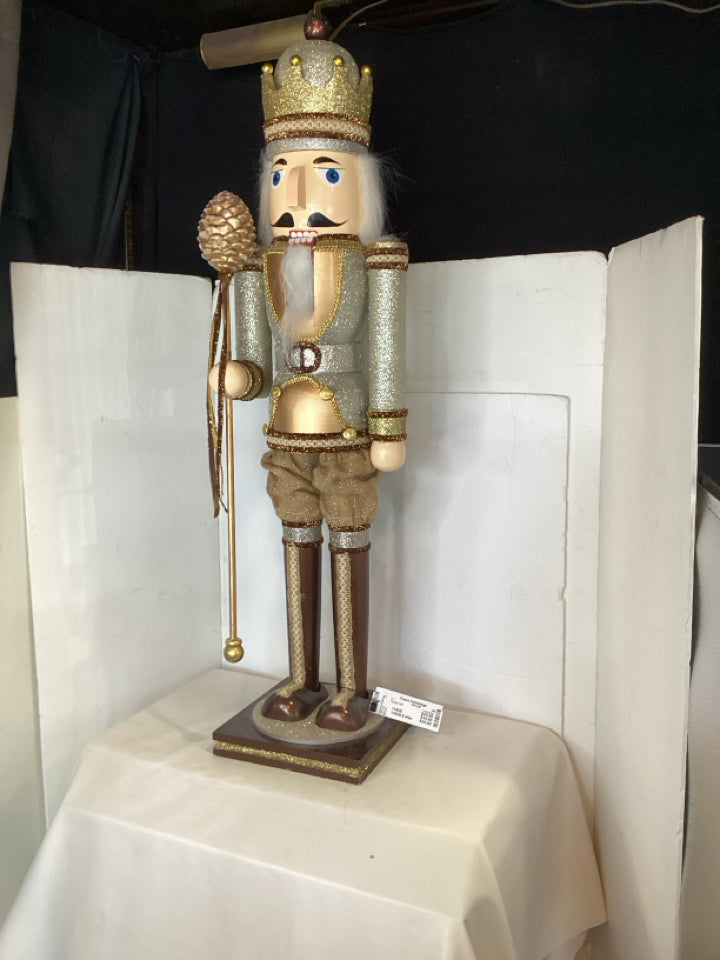 Christmas Brown/Silver Wood Nutcracker Holiday Item