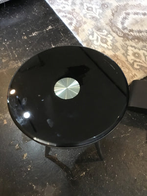 Metal/Glass Black/Silver Table