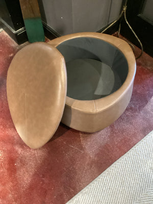 Storage Brown Vinyl FootStool/Ottoman