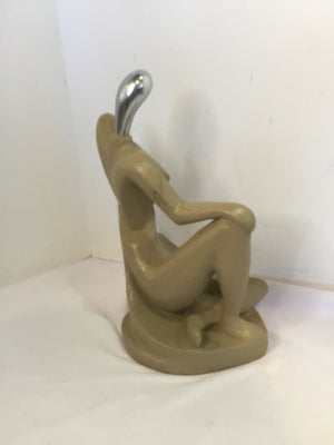 Tan Cement Woman Figurine