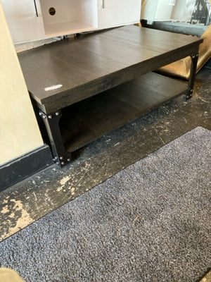 Coffee Wood Tiered Rustic Black Table 8MCR2HPJ
