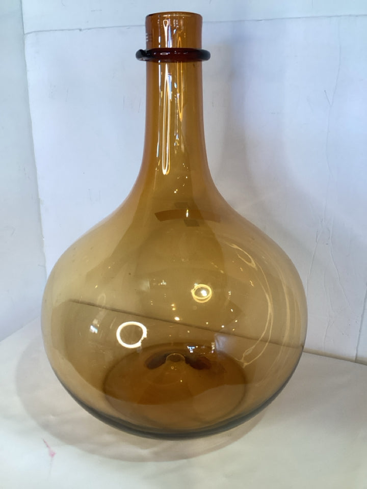 Crate & Barrel Amber Glass Tear Drop Vase