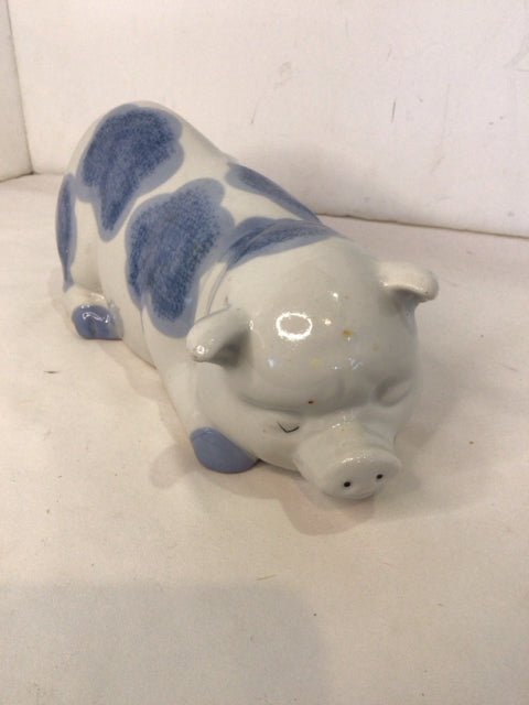 Blue/White Porcelain Pig Figurine