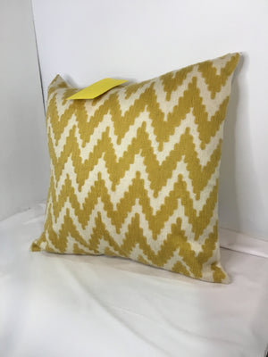 Gold/White Knit Embroidered Zig Zag Pillow