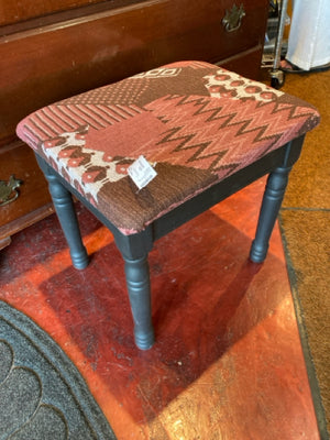 Brown/Pink Upholstered Seat FootStool/Ottoman