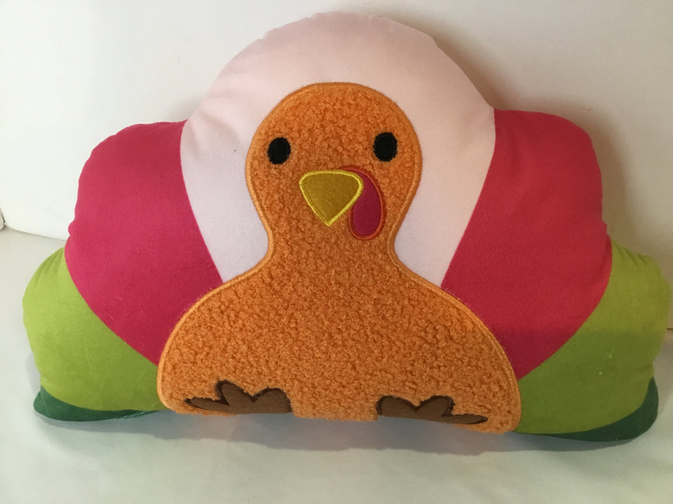 Children Pink/Green Turkey Pillow