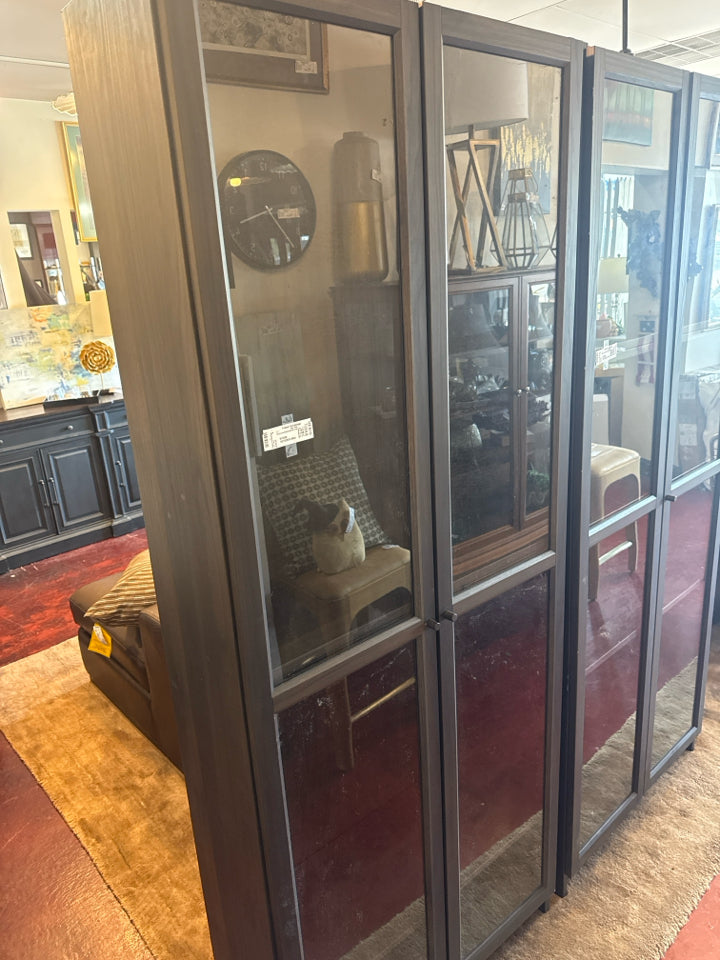 Wood/Glass 4 Shelf Brown Bookcase/Bookshelf