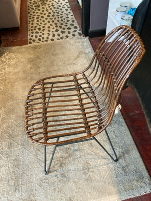 Vintage Mid-Century Wicker/Iron Brown Chair