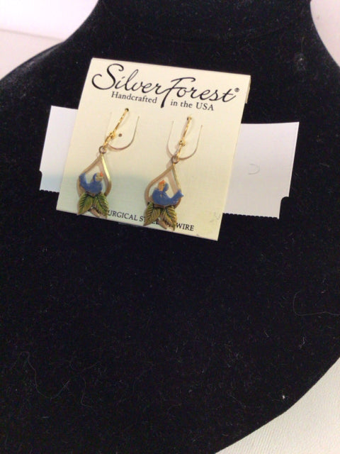 Earring Blue Metal Bird Jewelry Box