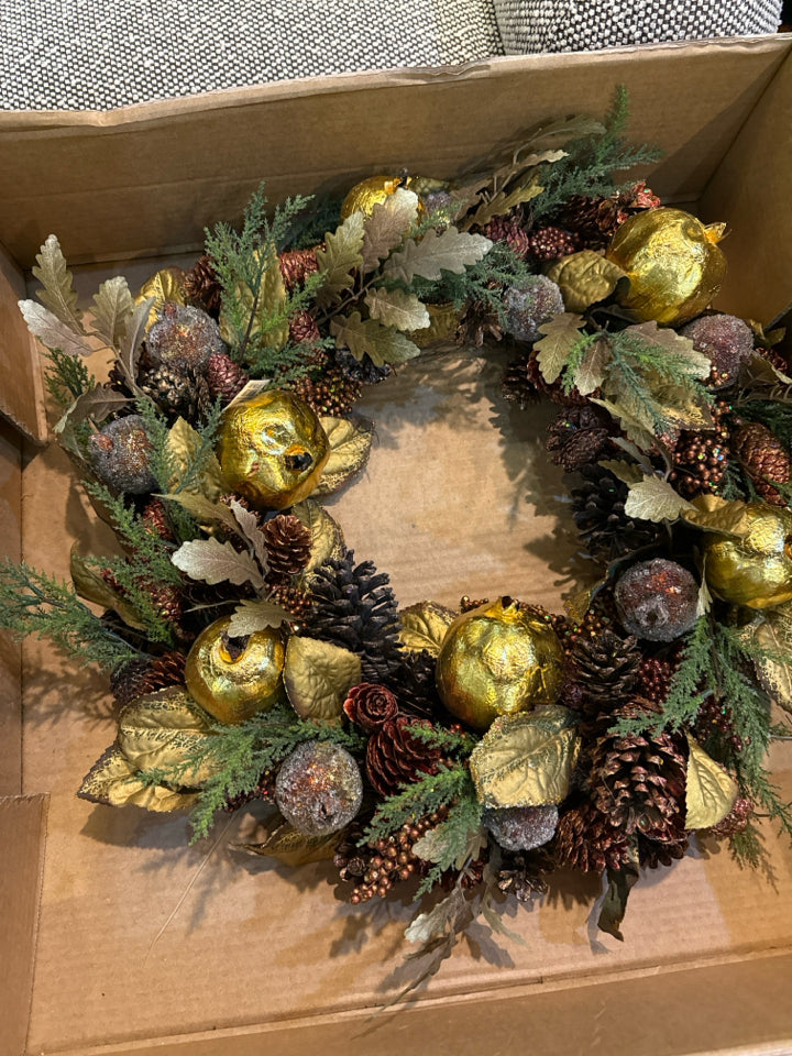 Gold Pine Cone Pomegranate Holiday Item