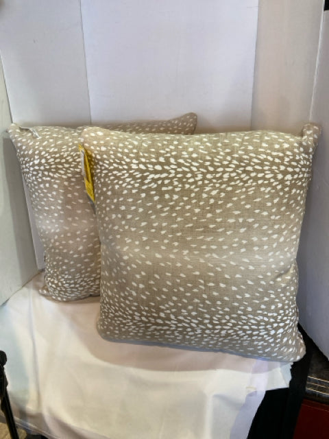 Pair Beige/Cream Antelope Down Filled Pillow Set