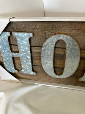 Silver/Brown Wood Galvanized Steel Home Sign