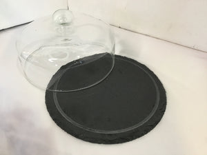 Black/Clear Slate Cake Plate/Stand