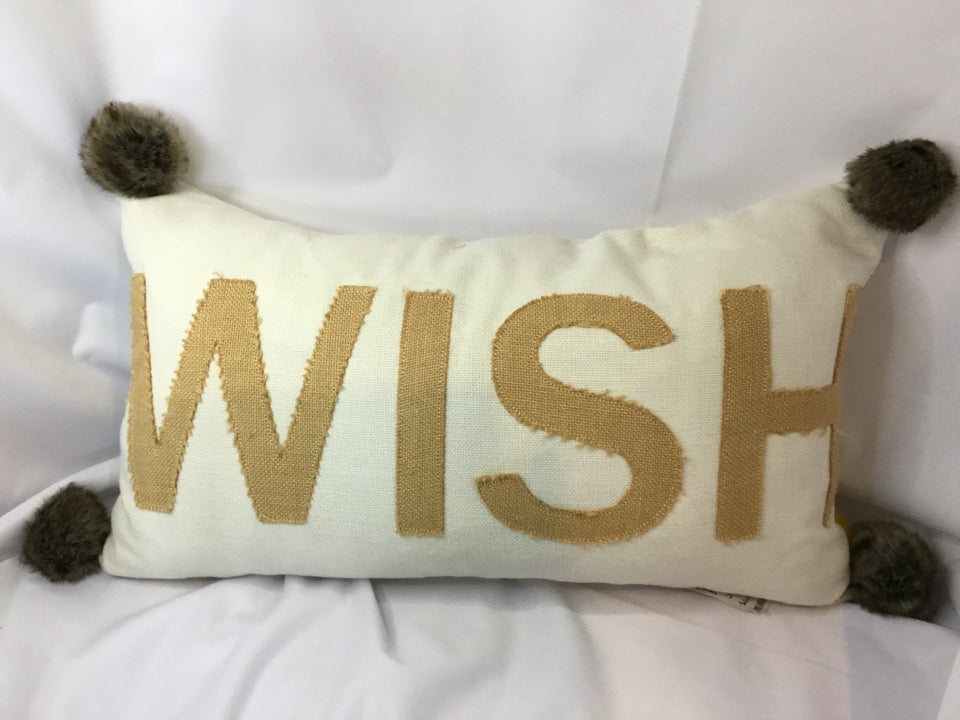 Down White/Tan Burlap Wish Pillow