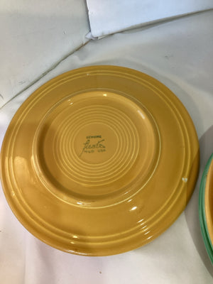 Fiestaware Vintage Set of 5 Green/Yellow Ceramic Plate Set